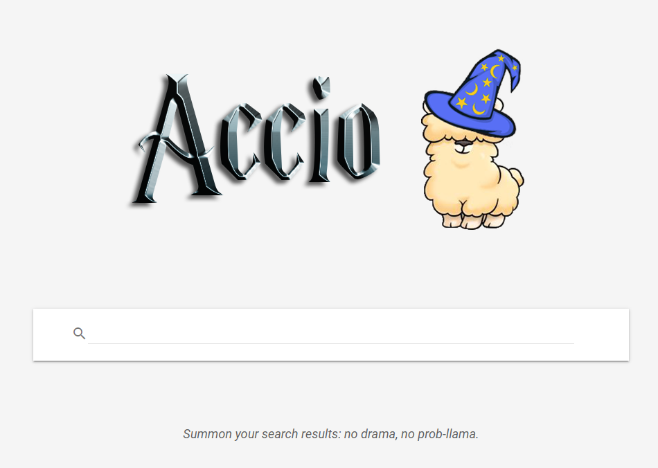 Home Screen of Accio Search Engine