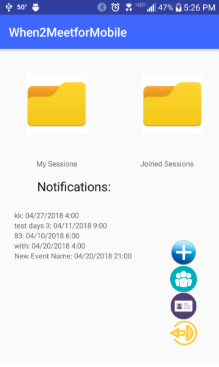 Home Screen of When2Meet for Android